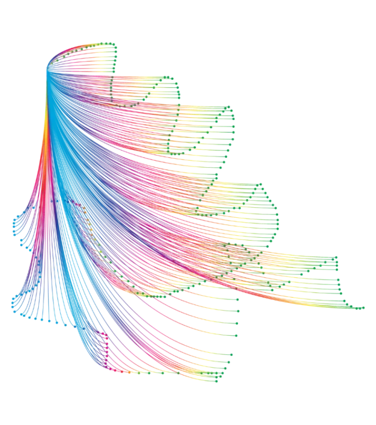 A pictorial image of radial colourful lines depicting real-time threat detection and response using ion Cloud security by Cy5