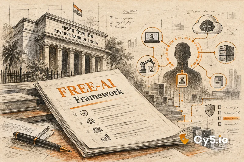 Diagram mapping RBI FREE-AI accountability expectations to cloud identity records in AWS, Azure and GCP