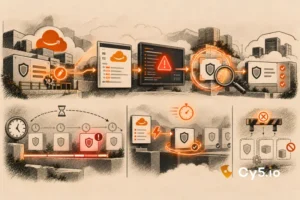 Five-step flow of a security group change through CloudTrail, ion's SIEM and a targeted CSPM rescan to a posture finding
